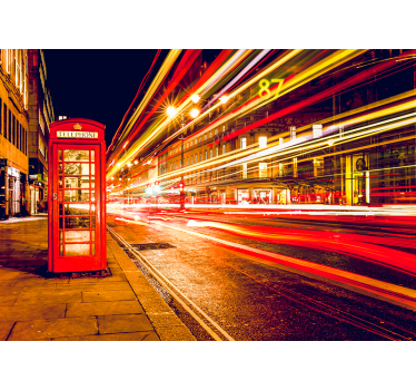 Rullgardin röd ikonisk london natt - Tenstickers