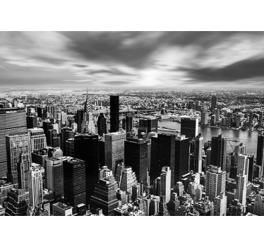 Rullgardin vardagsrum stadssilhuett panorama - Tenstickers