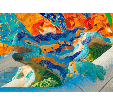 Rullgardin vardagsrum fototapet barcelona park güell - Tenstickers