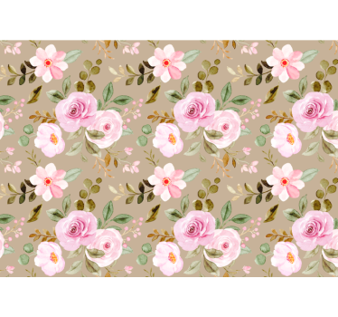 Rullgardin vardagsrum vintage beige rosor textur - Tenstickers