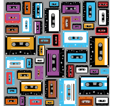 Rullgardin vardagsrum retro 80-tals kassettmönster - Tenstickers