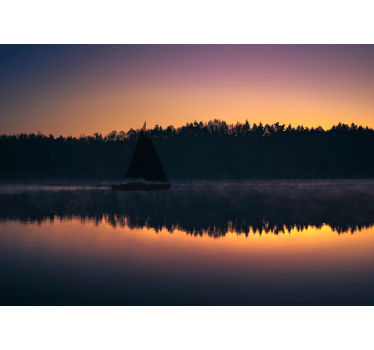 Rullgardin vardagsrum mazury segelbåt solnedgång - Tenstickers