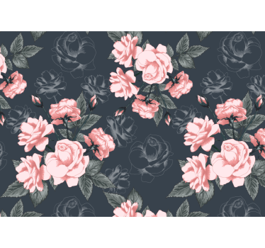Rullgardin vardagsrum vintage vita och rosa rosor - Tenstickers