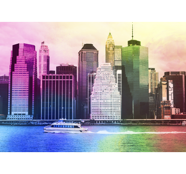 Rullgardin vardagsrum färgglada manhattan skyskrapor - Tenstickers