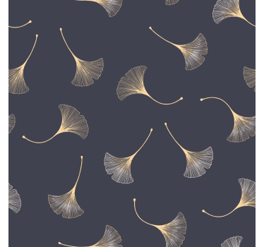 Rullgardin vardagsrum ginkgo blad marinblå och guld - Tenstickers