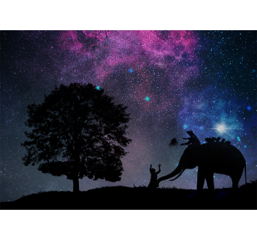 Rullgardin vardagsrum stjärnig natt elefant - Tenstickers