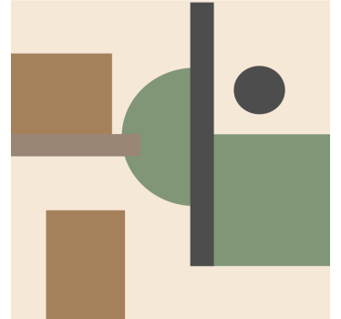 Rullgardin vardagsrum i naturliga färger geometrisk konst - Tenstickers