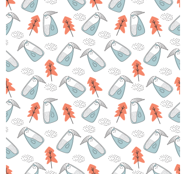 Rullgardin vardagsrum söta minimalistiska pingviner med träd - Tenstickers