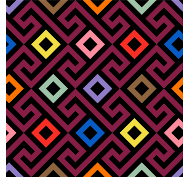 Rullgardin vardagsrum färgglad geometrisk labyrintmönster - Tenstickers