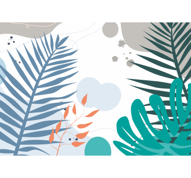 Rullgardin vardagsrum färgglada tropiska blad - Tenstickers