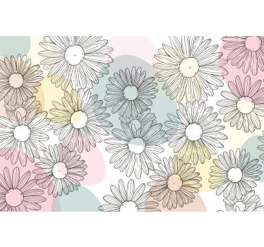 Rullgardin vardagsrum kawaii stil former och blommor - Tenstickers
