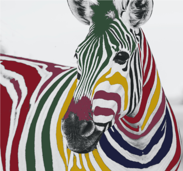 Rullgardin vardagsrum färgglad zebra målning konst - Tenstickers