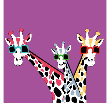 Rullgardin vardagsrum roliga giraffer med solglasögon - Tenstickers