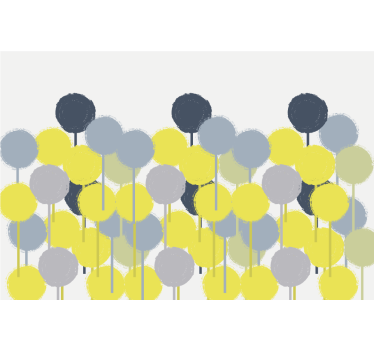 Rullgardin vardagsrum minimalistisk gul och grå cirklar - Tenstickers