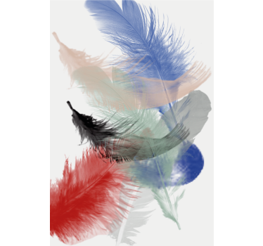 Rullgardin vardagsrum färgglad abstrakt fjädrar design - Tenstickers