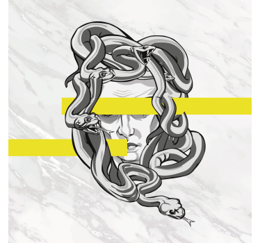 Rullgardin vardagsrum vit medusa med gula ränder - Tenstickers