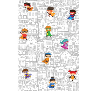 Superhjältar i stadens superhjälte rullgardin - Tenstickers