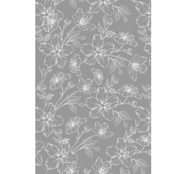 Grå blommor modern rullgardin - Tenstickers