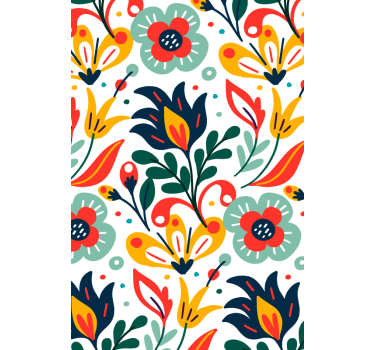 Flerfärgade blommor modern rullgardin - Tenstickers