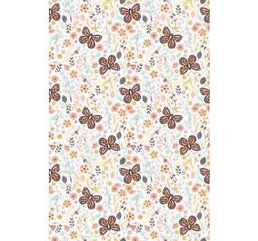 Fjäril trädgård mönster Rullgardin blommig - Tenstickers