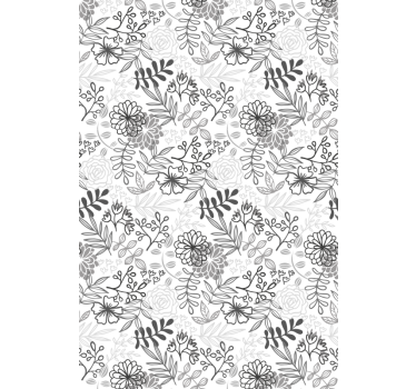 Grå blomma köksgardin - Tenstickers