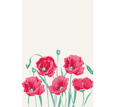 Röda vallmo kök blomma rullgardin - Tenstickers