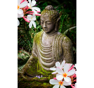 Blommig grön buddha zen rullgardin - Tenstickers