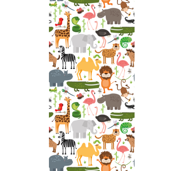 Flerfärgade djur barn rullgardin - Tenstickers