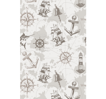 Nautiska prospekteringsmotiv Rullgardin mer vintage - Tenstickers