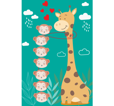Apor kysser giraff kul rullgardin - Tenstickers