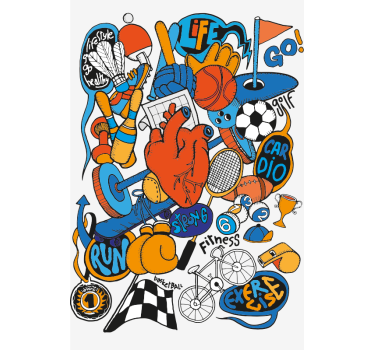 Collage konstnärlig sport rullgardin - Tenstickers
