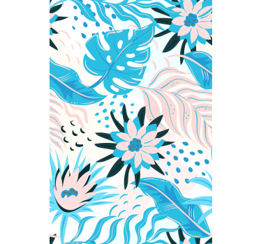 Blå och rosa blommor blomma rullgardin - Tenstickers
