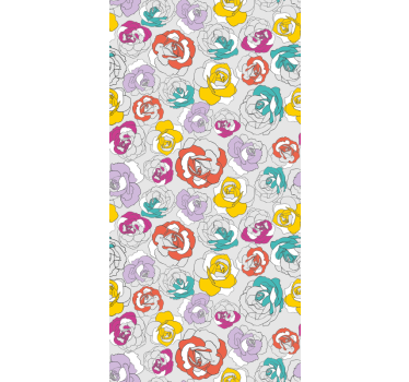Färgglada rosmönster Rullgardin blommig - Tenstickers