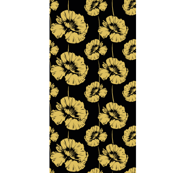 Gul och svart design Rullgardin blommig - Tenstickers