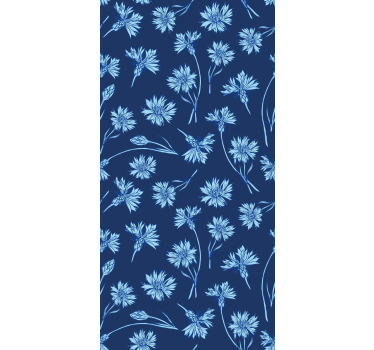 Marinblå blommor vardagsrum rullgardin - Tenstickers