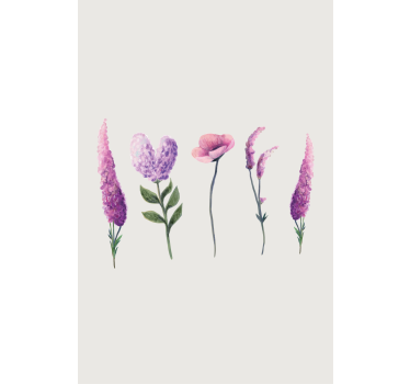 Lila blommateckningar blomma rullgardin - Tenstickers