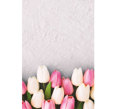 Vita och rosa tulpaner blomma rullgardin - Tenstickers