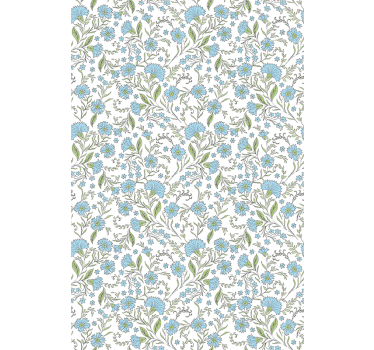 Blått ljus asters på vit blomma rullgardin - Tenstickers