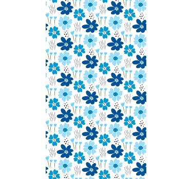 Olika blå blommor blomma rullgardin - Tenstickers