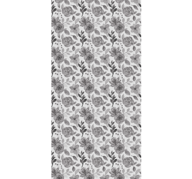 Grå rosor med grå löv blomma rullgardin - Tenstickers