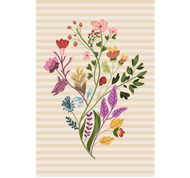 Ritad blombukett blomma rullgardin - Tenstickers