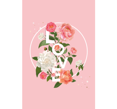 Blommig kärlek emblem blomma rullgardin - Tenstickers