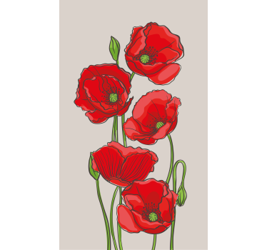 Långa stjälkar dras vallmo blomma rullgardin - Tenstickers