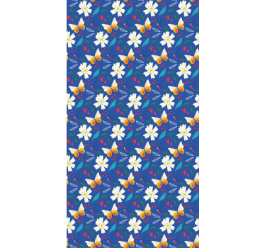 Stora blommor och fjärilar växt rullgardin - Tenstickers