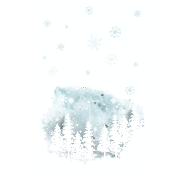 Vinter barrträd konstverk vardagsrum rullgardin - Tenstickers