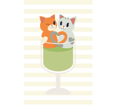 Härliga katter dricker en cocktail barn rullgardin - Tenstickers