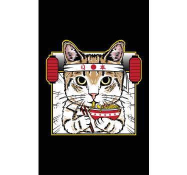 Härlig katt som äter nudlar barn rullgardin - Tenstickers