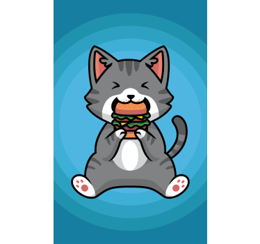 Katt äter en hamburgare barn rullgardin - Tenstickers