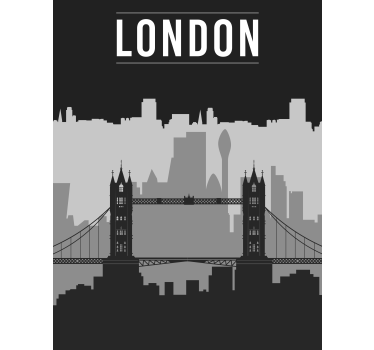 Svart och grå london skyline rullgardin konst - Tenstickers