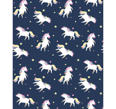 Handritad unicorn mönster barn rullgardin - Tenstickers